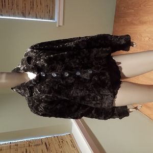 Trixie Brown Faux Fur Sweater Jacket Size L
